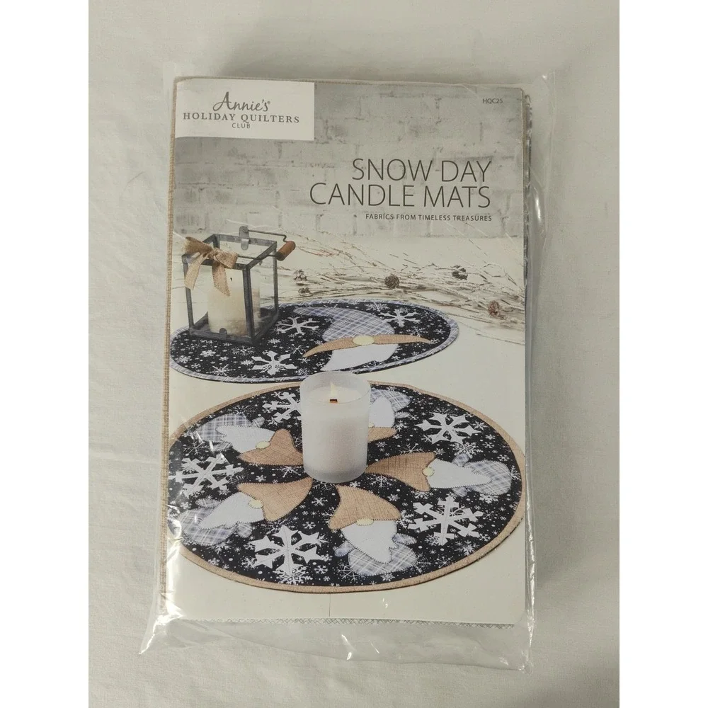 Quilted‎ Candle Mats Kit Annies Holiday Quilters Club Snow Day Gnome Snowflakes